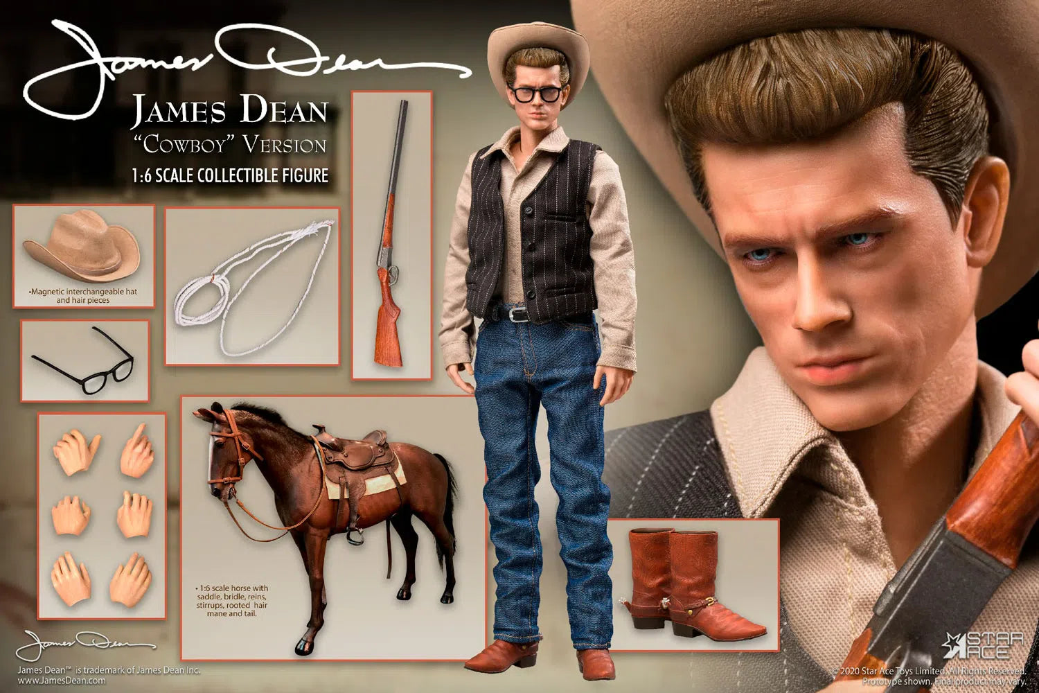 James Dean: Cowboy Version: With Horse: Deluxe: Sixth Scale: Star Ace