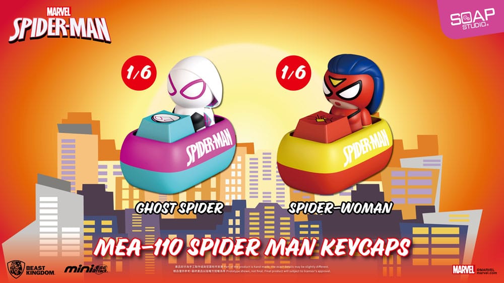 Spider Man Mini Egg Attack Blind Box Figures keycaps 5 cm Assortment Box Qty 6 - Beast Kingdom Toys Mini-figures, Blind Boxes