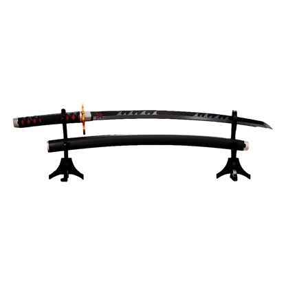 Demon Slayer: Kimetsu no Yaiba Proplica Replica 1/1 Nichirin Sword (Tanjiro Kamado) Kyojuro Rengoku´s Sword Gueard Ver. 88 cm - Bandai Tamashii Nations Replicas
