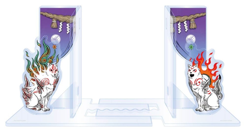 Okami 20th Anniversary Reprint Art Project Acrylic Bookends - Capcom Book Ends