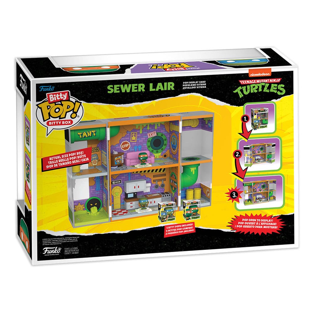 Teenage Mutant Ninja Turtles Bitty POP! Bitty Box Display with 2 Vinyl Figures Sewer Lair - Funko Playsets, Pop! Figures