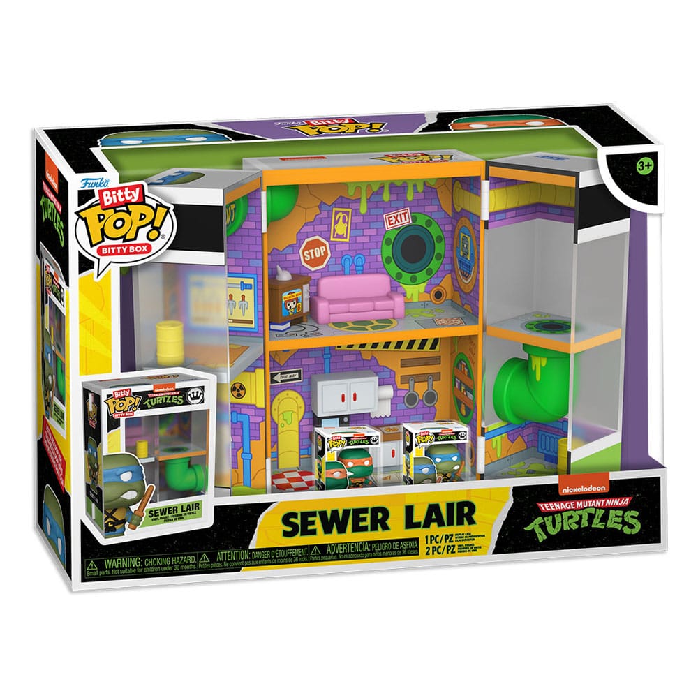 Teenage Mutant Ninja Turtles Bitty POP! Bitty Box Display with 2 Vinyl Figures Sewer Lair - Funko Playsets, Pop! Figures