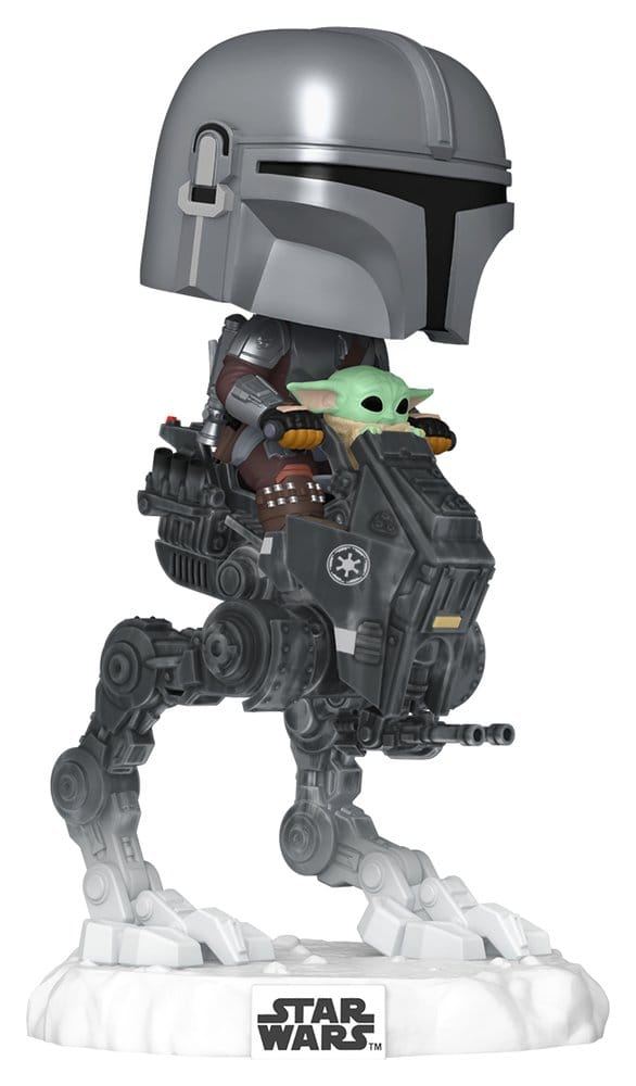 Star Wars: The Mandalorian and Grogu POP! Rides Deluxe Vinyl Bobblehead Figure The Mandalorian with Grogu in Imperial Remnant AT-RT