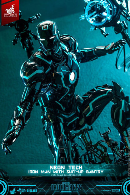Iron Man 2: Neon Tech Iron Man with Suit-Up Gantry: 1/6 Scale Action Figure Set
