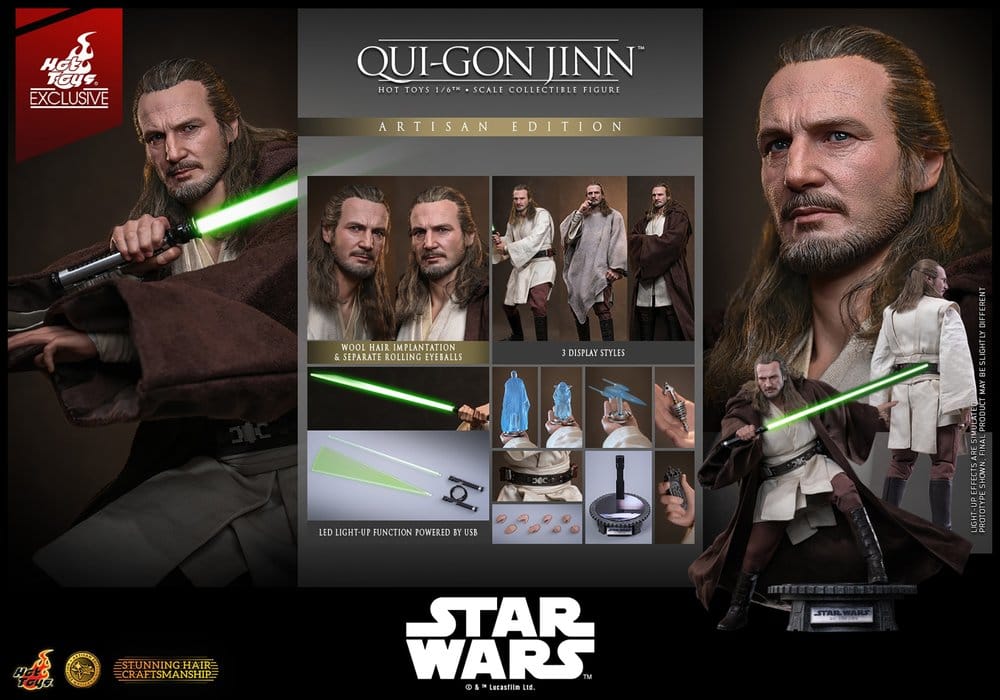Star Wars: The Phantom Menace Movie Masterpiece Action Figure 1/6 Qui-Gon Jinn (Artisan Edition) Hot Toys Exclusive