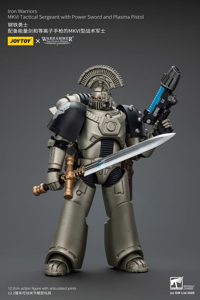 Warhammer The Horus Heresy Action Figure 1/18 lron Warriors MKVI Tactical Sergeant with Power Sword and Plasma Pistol 12 cm - Joy Toy Action Figures