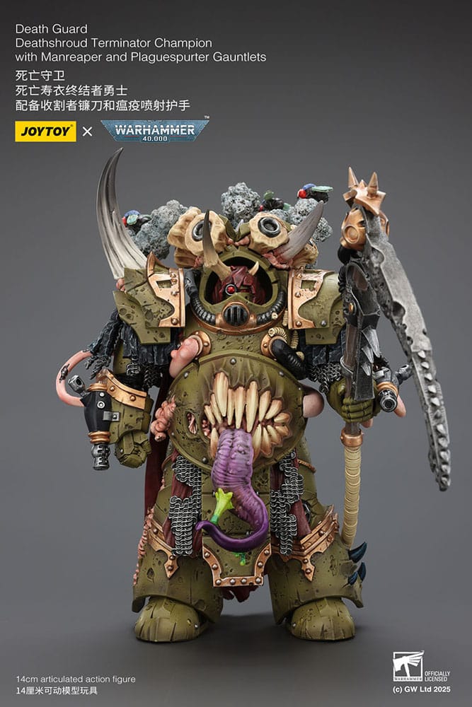 Warhammer 40k: Death Guard: Deathshroud Terminator Champion with Manreaper and Plaguespurter Gauntlets: Action Figure
