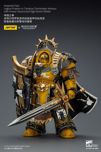Warhammer Imperial Fists Action Figure Legion Praetor in Tartaros Terminator Armourwith Power Sword and Vigil Storm Shield 14 cm - Joy Toy (CN) Action Figures