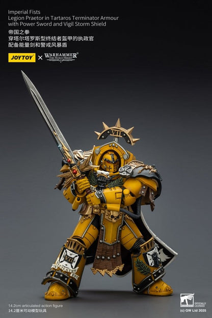Warhammer Imperial Fists Action Figure Legion Praetor in Tartaros Terminator Armourwith Power Sword and Vigil Storm Shield 14 cm - Joy Toy (CN) Action Figures