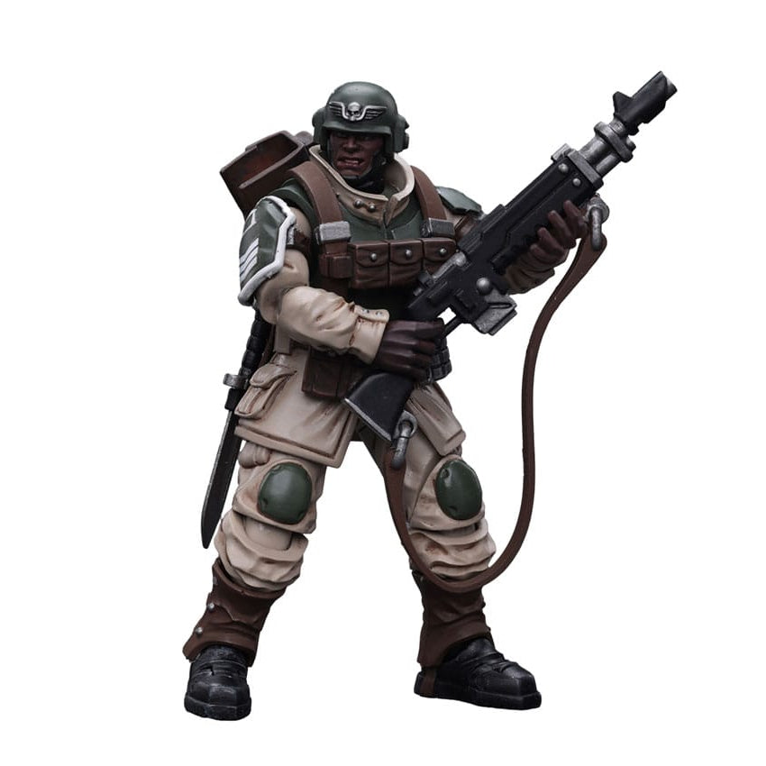 Warhammer 40k Action Figure 1/18 Astra Militarum Cadian Command Squad Veteran with Regimental Standard - Joy Toy Action figures