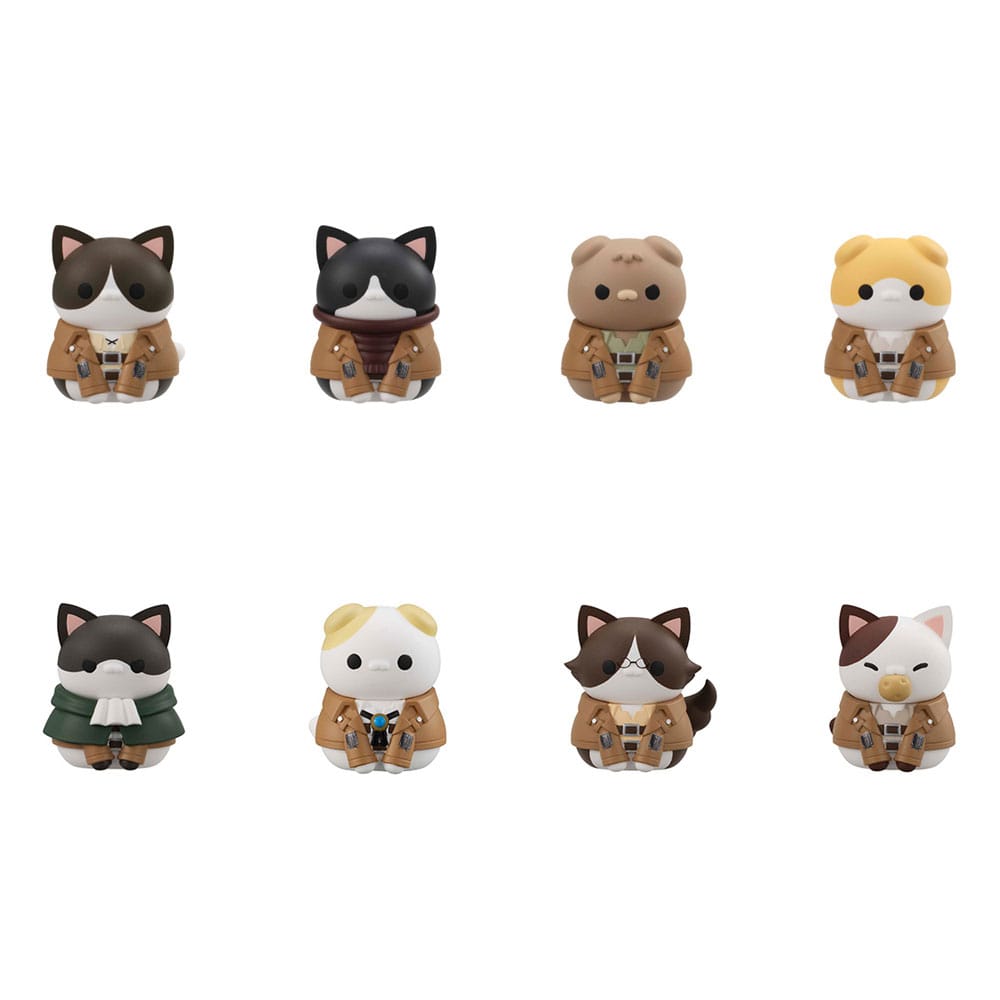 Attack on Titan Mega Cat Project Mini Figures Attack on Tinyan Gathering Scout Regiment danyan! 3 cm Blind Box Display Box Qty 8 (Repeat) - Megahouse Mini Figures, Blind Boxes