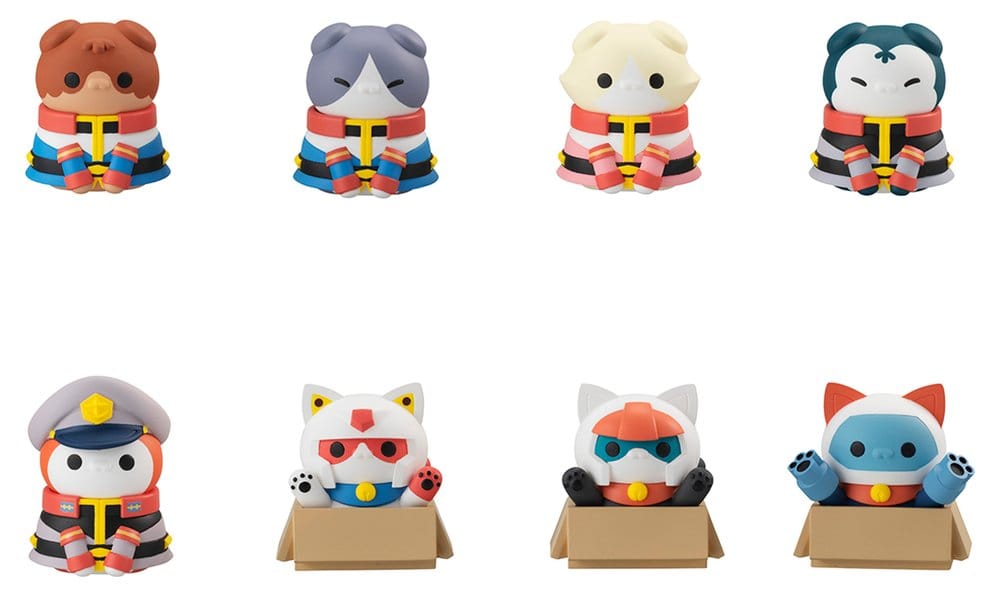 Gundam Mega Cat Project Mini Figures Nyandam We are the Earth Federation Forces! Blind Box Assortment Box Qty 8 (Repeat) - Megahouse Mini Figures, Blind Boxes
