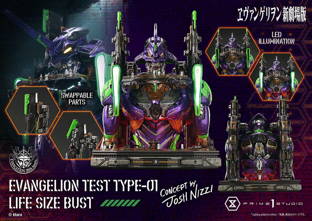 Neon Genesis Evangelion Life Size Bust 1/1 Test Type-01 (Concept by Josh Nizzi) Bonus Ver. 86 cm - Prime 1 Studio Statues & Busts