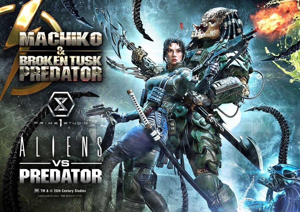 Aliens vs. Predator (Comic) Ultimate Premium Masterline Statue 1/4 Machiko & Broken Tusk Predator Deluxe Version 84 cm - Prime 1 Studio Statues