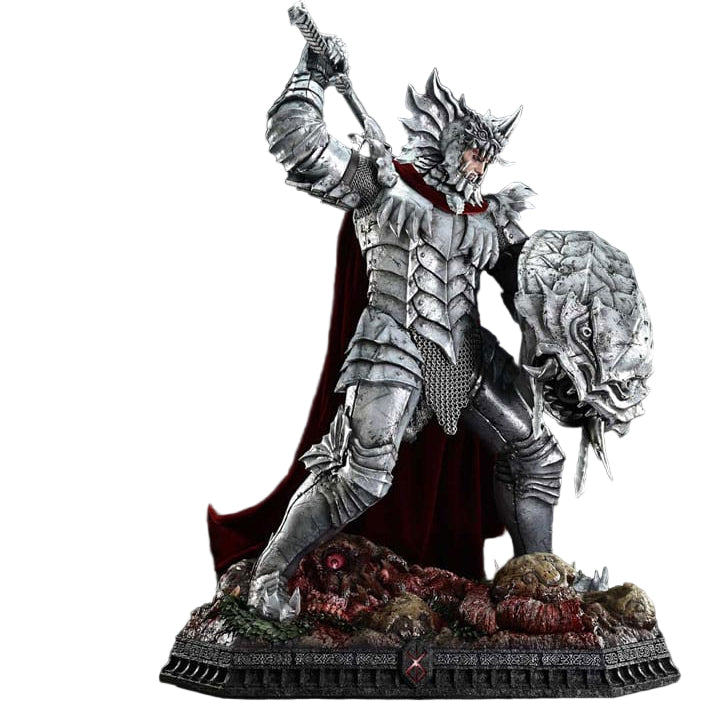 Grunbeld figurine with armor and sword on a dark background, featuring Prime1 Studio branding.
