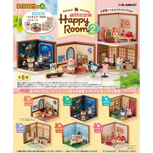 Animal Crossing Mini Figures Happy Room 2 Blind Box Display Box Qty 6 - Re-Ment Blind Boxes