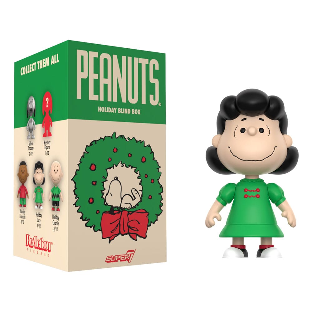 Peanuts ReAction Action Figures  Wave 08 Holiday Blind Box Display Box Qty 12 - Super7 Action Figures, Blind Boxes