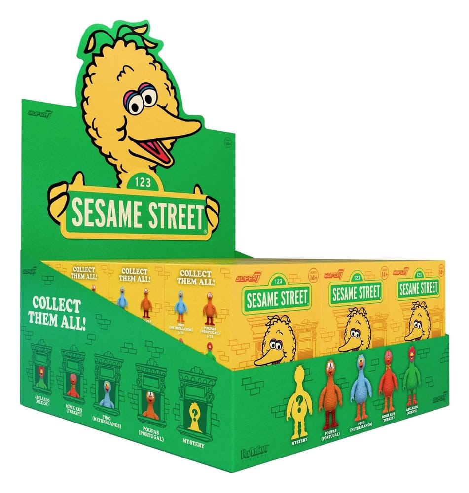 Sesame Street (Big Birds from Around the World) Action Figure Blind Box Wave 5 Display Box Qty 12 - Super7 Action Figures, Blind Boxes