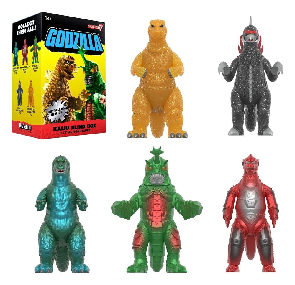 Godzilla Toho (Metallic) Action Figure Blind Box Wave 5 Display Box Qty 12 - Super7 Action Figures, Blind Boxes