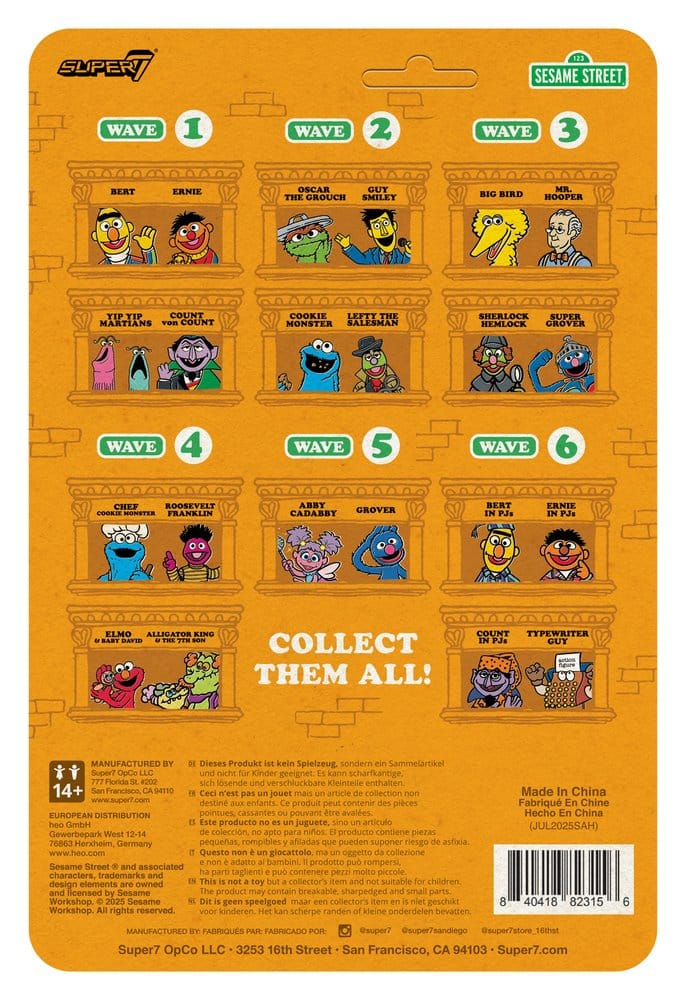 Sesame Street ReAction Action Figure Wave 06 Bert (PJ) - Super7 Action Figures