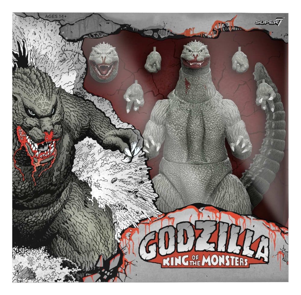Godzilla Box Qty 1989 Toho Ultimates Action Figure - Godzilla (Greyscale Comic Book - Thirsty for Blood) 24 cm - Super7 Action Figures