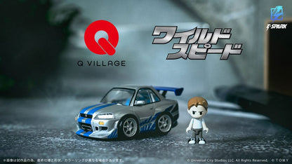 Fast & Furious Q-Village Vehicle with mini-figure Nissan Skyline GT-R (R34)