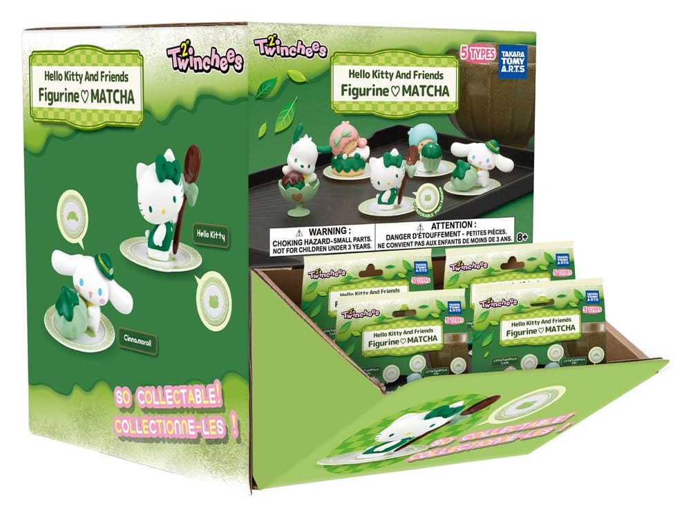 Sanrio Twinchees Mini Figures Hello Kitty & Friends I Love Matcha 5 cm Blind Pack Display Box Qty 24 - Takara Tomy Blind Boxes