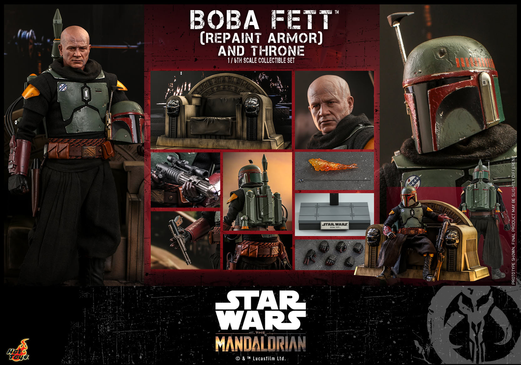 Boba Fett: Repaint: With Throne: Star Wars: The Mandalorian: TMS056-Hot Toys